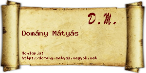 Domány Mátyás névjegykártya