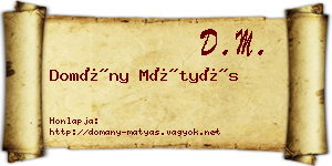 Domány Mátyás névjegykártya